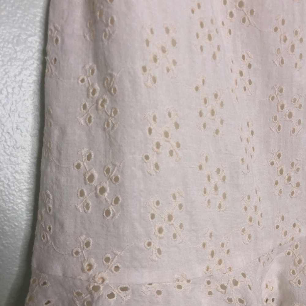 Olivaceous Eyelet Lace Mini Dress Sleeveless Ruffle - Picture 4 of 15